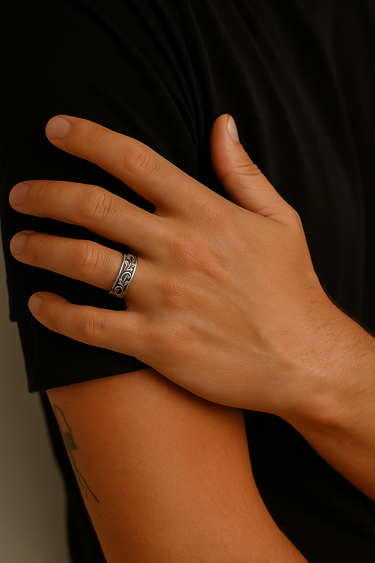 Eternal Vintage S925 Rattan Silver Ring for Men