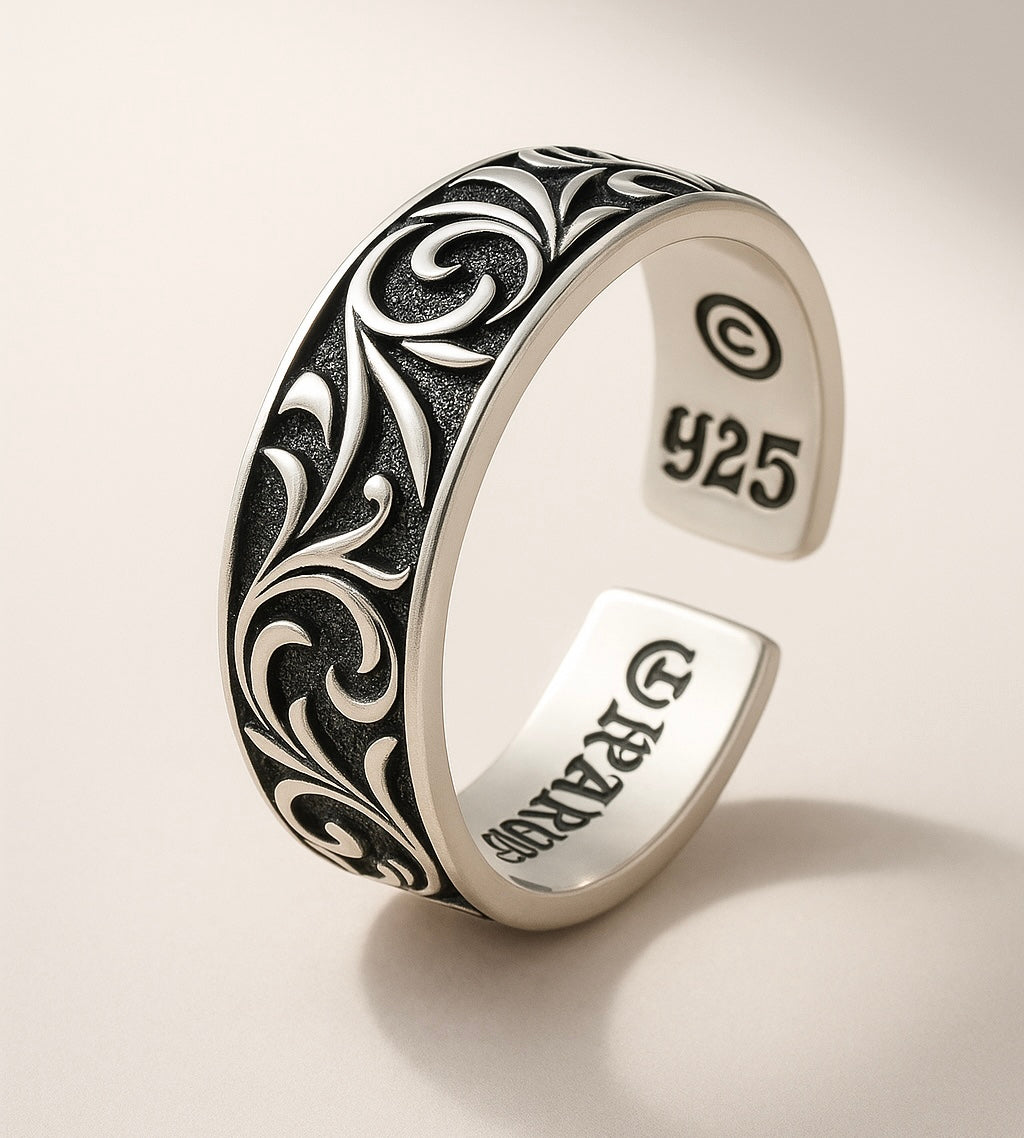 Eternal Vintage S925 Rattan Silver Ring for Men