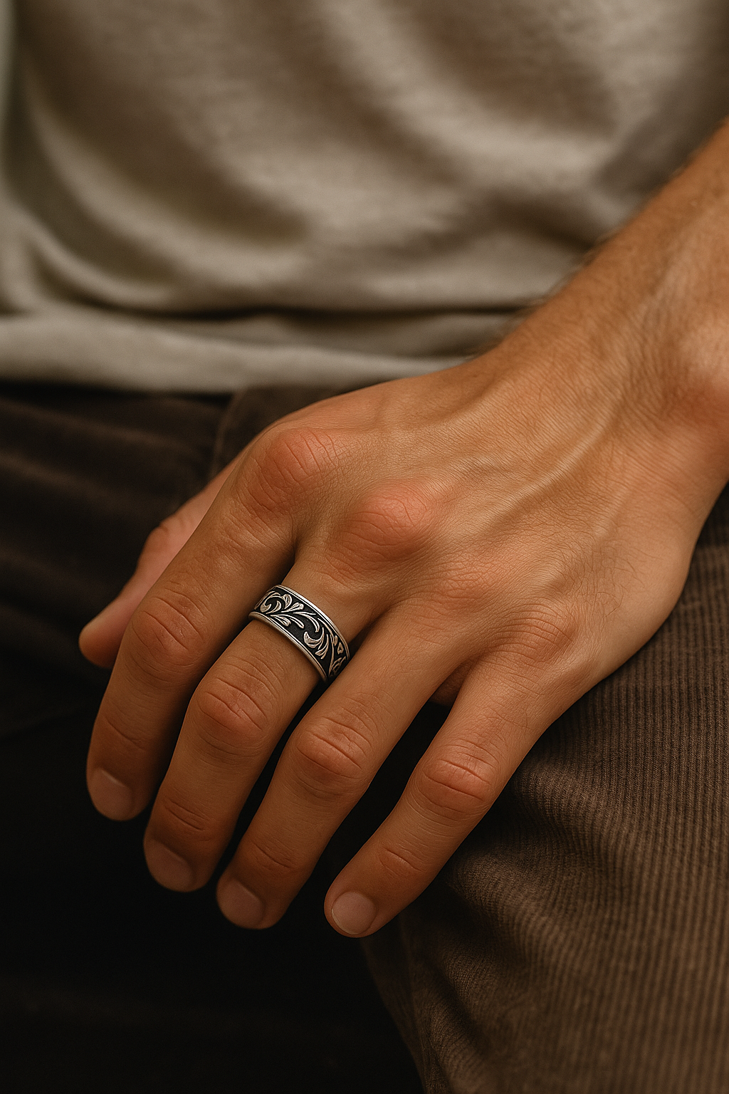 Eternal Vintage S925 Rattan Silver Ring for Men