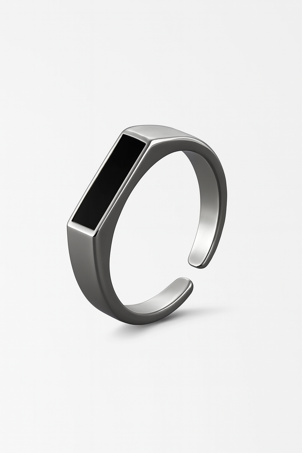 Chic Black Sterling Silver Geometric Unisex Pro-Ring